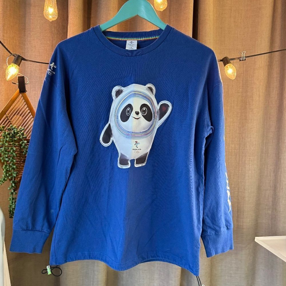 Beijing 2008  Olympics Official Mascot Blue Logo long sleeve T-shirt - M